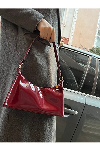 Genel Markalar Raby Model Cherry Red Bordo Rugan Baget Omuz Çanta
