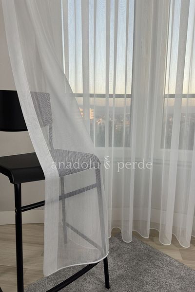 GLOMAR Ecru Fish Back Tulle Curtain - 1/3 Close Pleat, Don'T Want Iron, Heavy Gramasage, Leaded Skirt