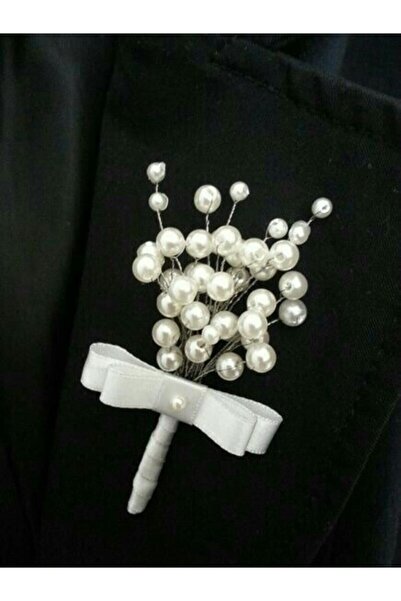 bba new trend Gelin Saç Aksesuarı Damat Yaka Çiçeği Incili Damat Yaka