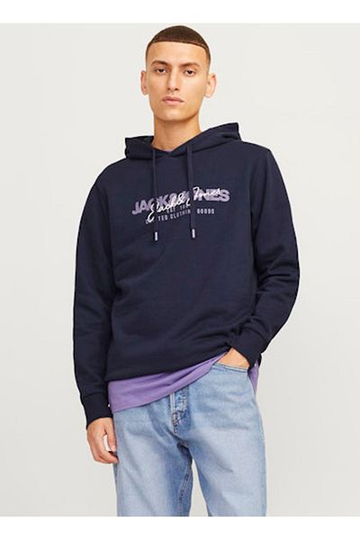 Jack & Jones Мъжки суитшърт в тъмносин цвят - с качулка, JJALVIS SWEAT HOOD