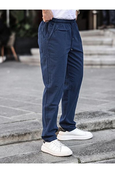 BERNEO Pantaloni unisex cu aspect de in de vară