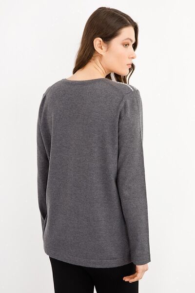 Desen Triko Melange Women's Olips Jacket - Zippered