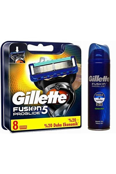 Gillette فيوجن 5 بروغليد 8 عبوات شفرة احتياطية + جل حلاقة بروغليد 200 مل