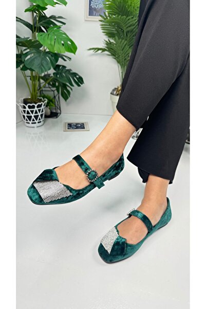 Allyup Green Velvet Stone - Single Strap Casual Women's Shoes 285