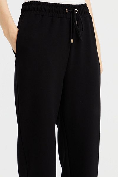 Desen Triko Pantaloni de trening cu buzunar pentru femei, negri