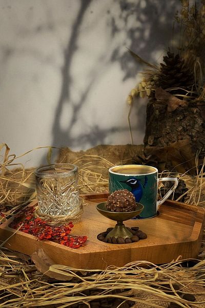 AhsaptanHerSey Coffee Serving Plate Turkish Coffee Serving Tray Presentation Holder Solid Wood Beech Wood Pentagonal Model