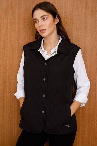Desen Triko Women's Quilted Vest Black