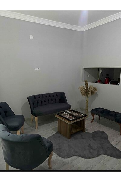 Genel Markalar Siyah Babyface Cay Seti Koltuk Takımı 2 1 1 Puf Hedye