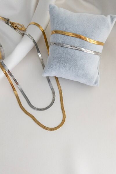 Karflake Gold İtalyan Model Zincir Zarif Çelik Kadın Kolye ve Bileklik Set