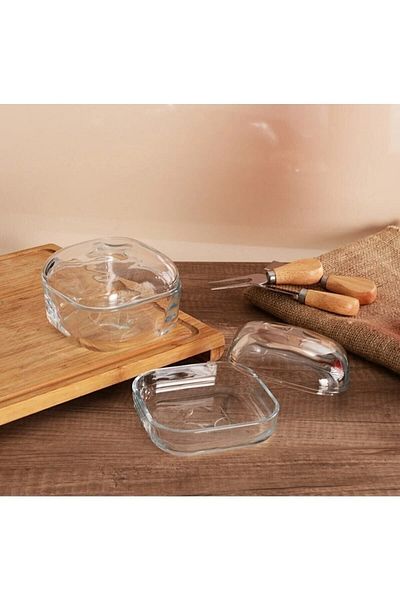 Paşabahçe Plus Set of 5 Multi-Purpose Glass Storage Containers with Lid for Breakfast