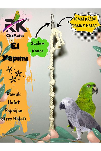 Ciko Kafes Parrot Bird Rope 10mm Thickness Cotton Rope