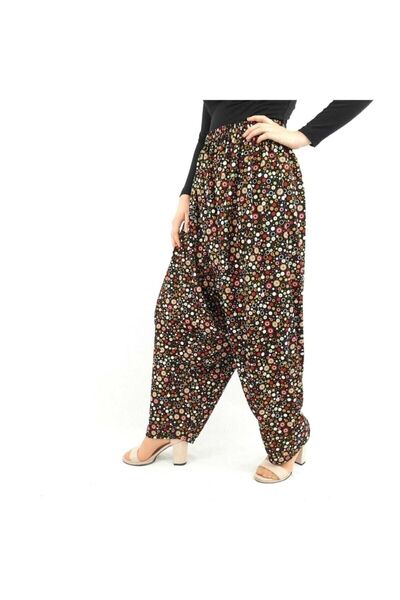 Genel Markalar Çiçekli Yöresel Jarse Yukarıdan Ağlı Şalvar Çiçek Desenli Rahat Muazam Günlük Giyime Uygun