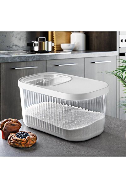 Arbu Home Multibox 7.5lt Kayar Kapak Çok Amaçlı Erzak Bakliyat Saklama Kabı Gri
