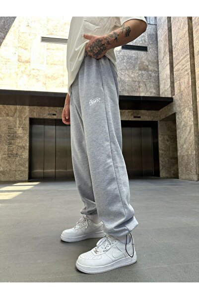 No362 Baggy Stopper Leg Gray Sweatpants - Stwd