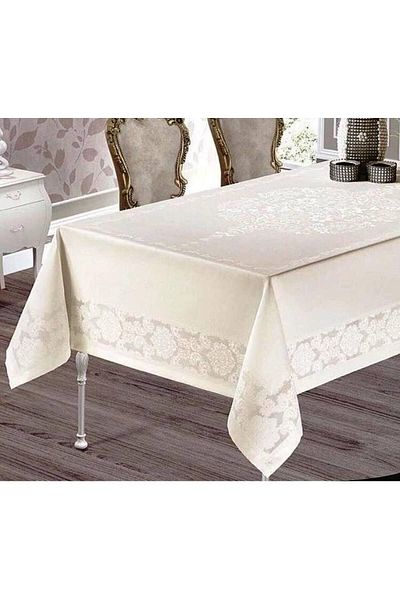 SERİNÇAY TEKSTİL Jumbo Carefree Board Cream Table Cloth Desk Cloth Wipeable Dirt Stain Resistant Liquid Proof