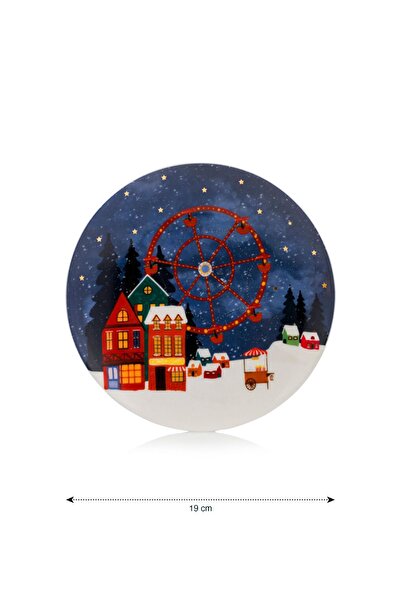 LC Waikiki New Year's Themed 19 cm Porcelain Plate - Presentation Holder