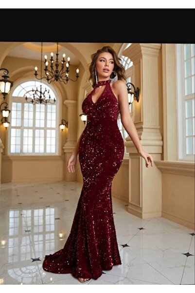 SELİN MODA EVİ Βελούδινο φόρεμα με γιακά Trend Referee