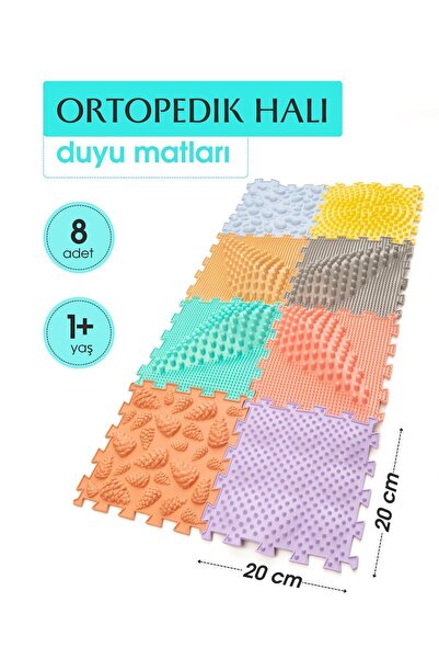 Ortohalı 8 Modüllü Ortopedik Halı Çocuk Masaj Paspası Renkli Puzzle Çocuk Mas...