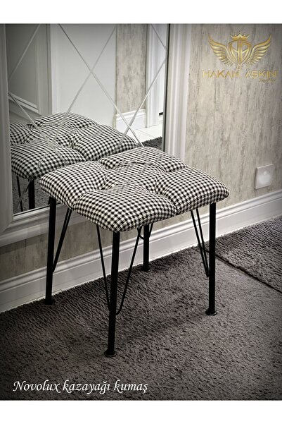 BY HAKAN AŞKIN Metal Ayaklı Kazayağı Novolux Kapitone Desenli Puf 40x45 Cm 2025