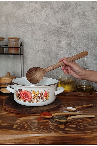İlya Woodart Walnut Scoop and Strainer