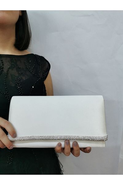 NAZART Γυναικείο βραδινό φόρεμα με σατέν πέτρα Mother of Pearl Clutch Portfolio Hand Night Wedding Bag
