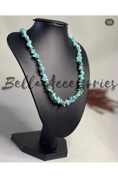 DEMİR ACS Turquoise Turquoise Natural Stone Cracked Stone Necklace