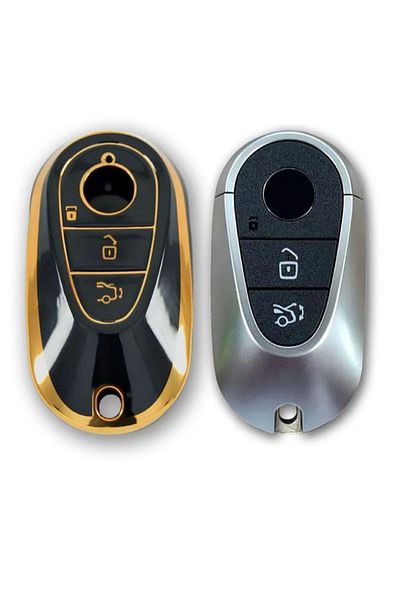 GMA KEYS Mercedes Lux C S Class - W206 W223 S350 C260 C300, Nano Key Case - Black Gold Color