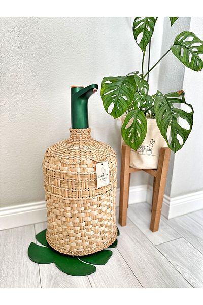 AFRALYAHOME Καλάθι και κάλυμμα από ψάθα για δοχείο νερού