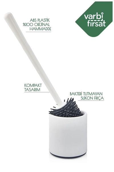 Varbifırsat Antibacterial Silicone Tip 2-Piece Toilet Set - Toilet Bowl and Dish Brush