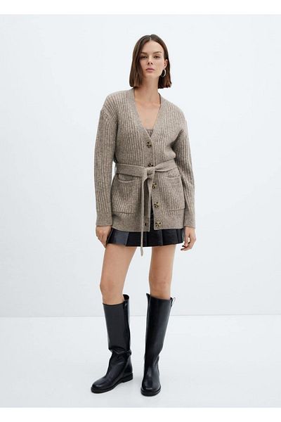 MANGO Woman Buttoned rib cardigan