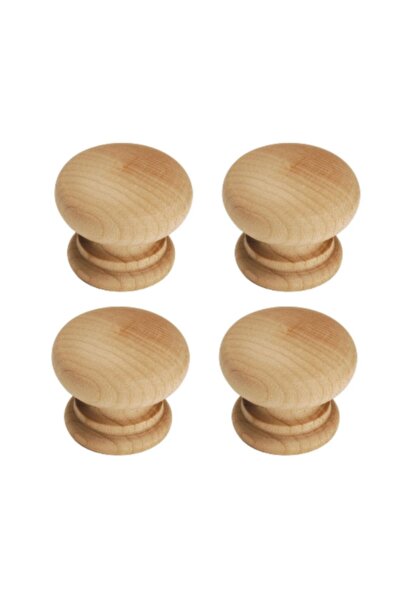 kralkulp 4 Adet Mobilya Kulp, Doğal Ham Ahşap Mantar Düğme Kulp