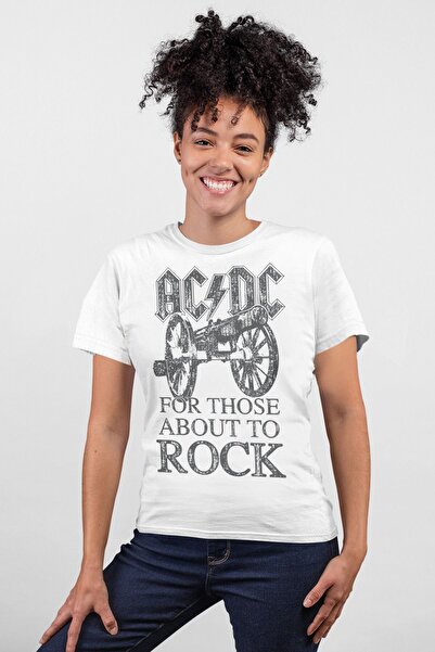 ROCKANDROLL Top Rock Acdc bela ženska majica kratkih rukava T-shirt