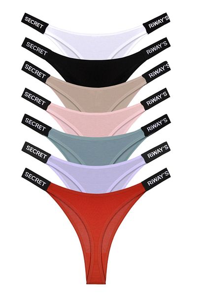 riways secret Cotton Side Tape Rubber Thong 7 Pack