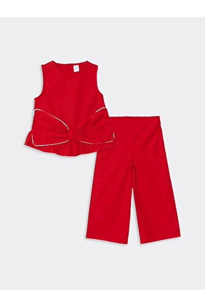 LC Waikiki LCW Baby بلوزة أطفال بياقة دائرية بدون أكمام باللون الأحمر - طقم م...