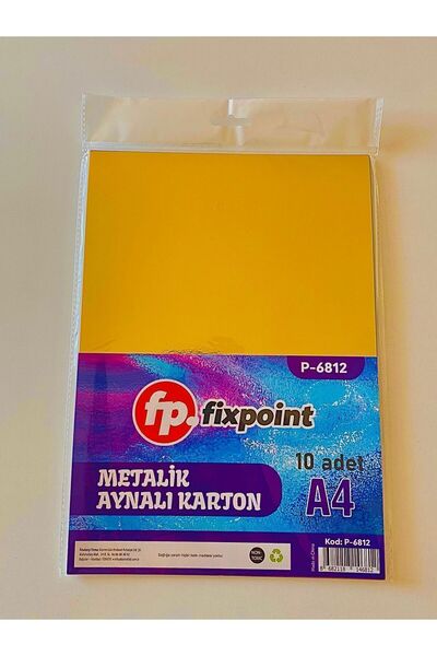 FixPoint A4 10 Lu Metalik Fon Karton Renkli Metal İlkokul Çocuk Dekoratif Folyo Kağıt Parlak Karton