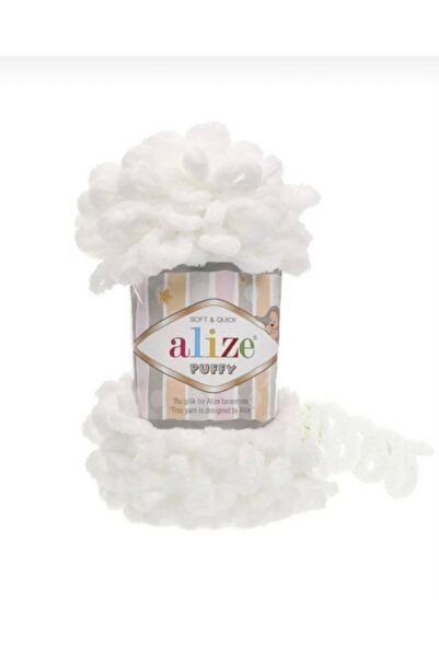 Alize Puffy Pătură tricotată manual Ipi 55 Alb 5 bucăți