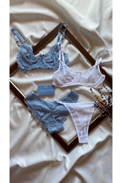 MAİZEN Σετ σουτιέν 2 τεμαχίων Lace Gatherer χωρίς επένδυση - Underwire Women