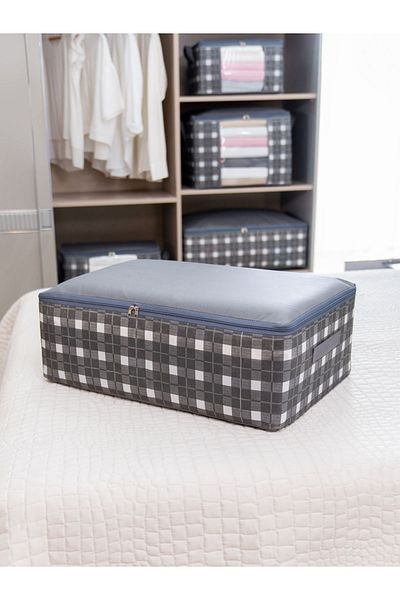 NACAREV Gray Plaid Square Patterned Large Size Pillow - Base Base Base 60X40X20 cm