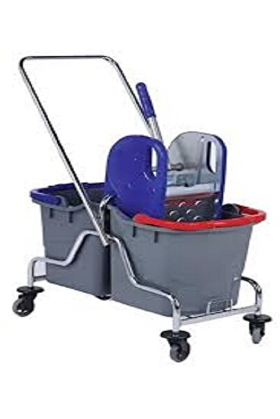 NOSSA Çift Kovalı Temizlik Arabası Takımı Metal Gövde Metal Pres