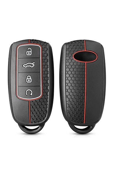 emii auto spare parts Chery Tiggo 8 Pro - Omoda 5 Tiggo 7 Avantgarde Jaecoo Black/Red Luxury Silicone Key Case