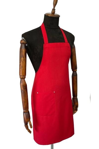 Genel Markalar Rm Tekstil Kırmızı,leke Tutmaz Gabardin Aşçı Şef Barista Mutfak Önlük Unisex