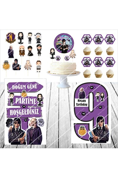 SİYAH PARTİ EVİ نموذج طاولة عيد الميلاد الأربعاء لعمر 9 سنوات - مجموعة تزيين ...