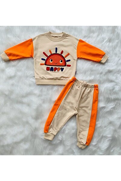 Mora Güneş Nakışlı Unisex Bebek Oversize Üst Ve Alt Mevsimlik Takım