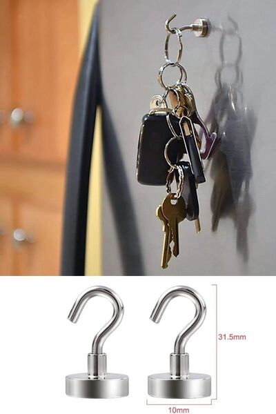 Sembol Gross 2 Adet Çok Amaçlı Güçlü Neodyum Mıknatıs Manyetik Kanca Askı