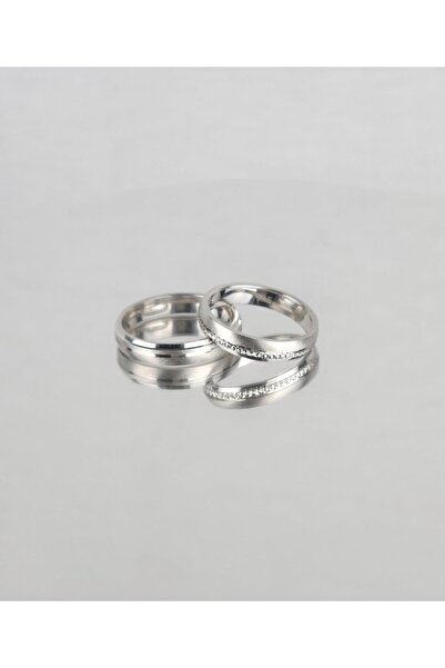 Gri Gümüş Zarif Bağlılık Çemberi 925 Ayar Gümüş Alyans, Nişan Ve Söz Yüzüğü