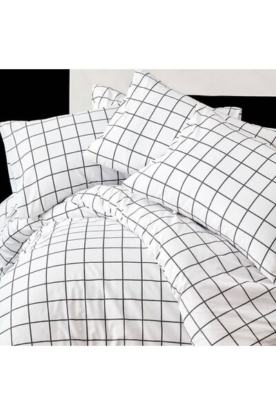 SNR HOME COLLECTION غطاء وسادة منقوش باللون الأبيض مكون من قطعتين بسحاب مقاس 50x70