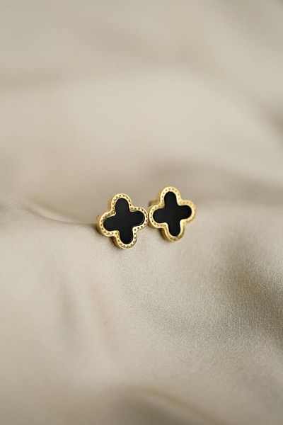 FESA Model Steel Gold Clover Earrings