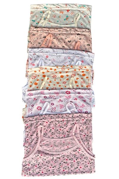 Katmirra Girl's Viscose Patterned String Hanging Tank Top - Set of 6