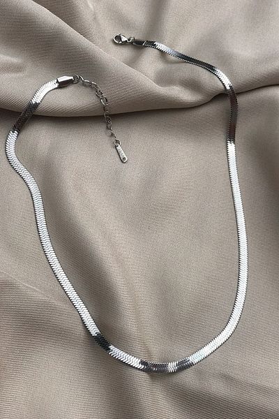 Novon Giyim & Aksesuar Flat Chain Italian 316l Steel Necklace (SILVER COLOR)