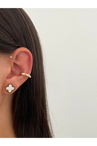 FESA Model Steel Gold Clover Earrings
